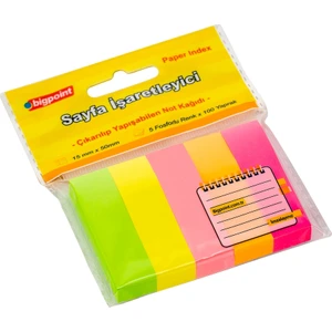 Yapışkanlı Not Kağıdı 5 Neon Renk 15 x 50 mm 24'lü Paket