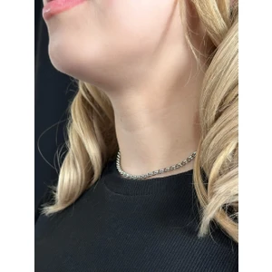 Oval Model Choker Çelik Zincir Kolye | Choker Serisi