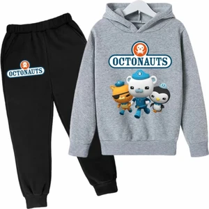 Kids Face Özel Tasarım Kapüşonlu Octonauts Baskılı Şardonlu Kışlık Erkek Çocuk Eşofman Takımı