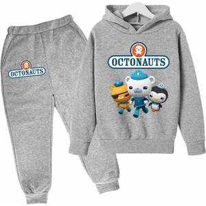 Kids Face Özel Tasarım Kapüşonlu Octonauts Baskılı Şardonlu Kışlık Erkek Çocuk Eşofman Takımı
