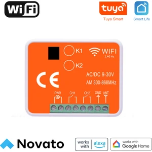 Tuya Uyumlu Wifi Kapı Bariyer Kepenk Kontrol Rölesi - Çift Kuru Kontak Tetikleme Çıkışlı , Rf Kumanda Destekli, Bft, Nice ve Tüm Markalar Ile Uyumlu
