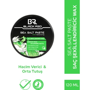 Black Red Wax Saç Şekillendirici Wax Sea Salt Paste Deniz Tuzlu Wax Mat Doğal Görünüm Orta Sertlik - 120 Ml