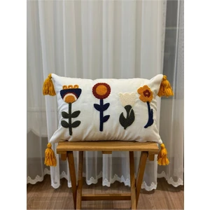 Bugi Home Collection Tekli Punch Işlemeli Nakışlı Panç Dekoratif Kırlent Kılıfı