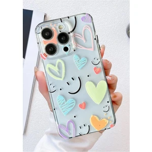 New Smile Desenli Şeffaf Silikon Kılıf Apple Iphone Modelleri Uyumlu