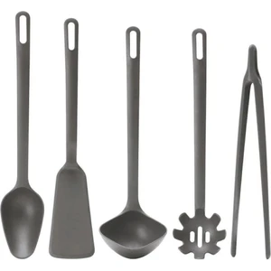 4+ Fullandad Spatula, Kaşık, Kepçe Makarna Kaşığı, Maşa 5'li Mutfak Pişirme Seti Silikon