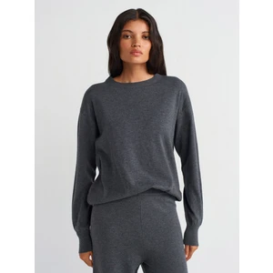 10633 Bisiklet Yaka Basic Triko Kazak-Füme M.