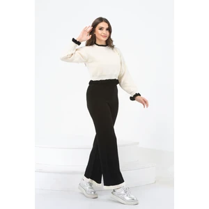 Modes Butik Fırfır Detaylı Lastikli Yarım Balıkçı Yaka Triko Takım