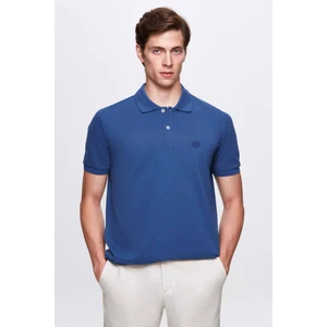 Ds Damat Regular Fit Indigo Düz Örgü %100 Pamuk T-Shirt