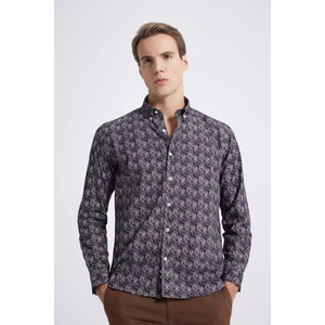 Twn Slim Fit Lacivert Baskılı Gömlek