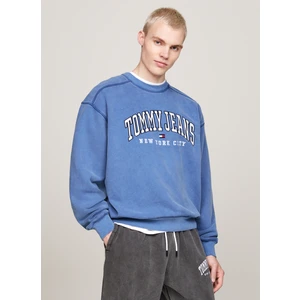 Tommy Jeans Bisiklet Yaka Mavi Erkek Sweatshırt DM0DM19757C8T Rlx Tj Gd Varsıty