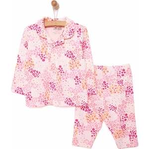 Gömlek Yaka  Mini Çiçek Desen Kız Bebek Pijama Takımı