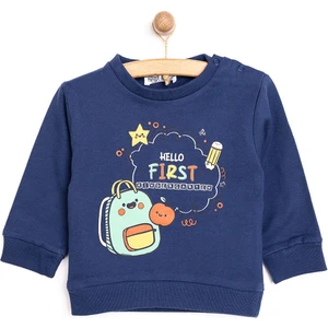 Basic Az Şardonlu Okul Temalı Sweatshirt Erkek Bebek