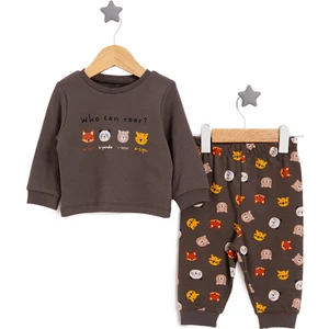 Bisiklet Yaka Hayvan Desen Pijama Takımı Erkek Bebek
