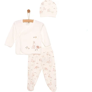 Yenidoğan Kız Bebek Sevimli Tavşan ve Kirpi Zıbın-Şapka Patikli Alt 3lü Set Kız Bebek
