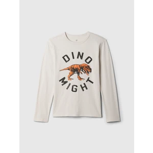 Erkek Çocuk Kırık Beyaz Grafikli T-Shirt