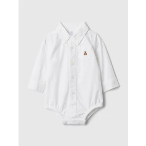 Bebek Beyaz Brannan Bear İşlemeli Oxford Bodysuit