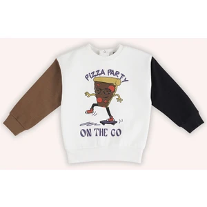 Erkek Bebek Baskılı Ekru Sweatshirt