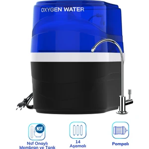 Oxygen Water Pompalı Vontron Membranlı 14 Aşamalı Çelik Su Tanklı Su Arıtma Cihazı
