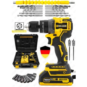 Alman 799 Vf 30 Ah Darbeli Çelik Mandren Kömürsüz Motor Samsung Çift Akülü Şarjlı Vidalama Matkap