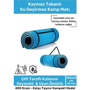 Premium Su Geçirmez Konforlu Taşıma Askılı Çift Taraflı Zemin Çadır Uyku Kamp Matı Yer Minderi 10 mm