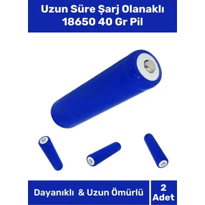 Özel Üretim Dayanıklı Uzun Süre Şarj Olanaklı 18650 40 gr Radyo Fener Vantilatör Pili - 2 Adet