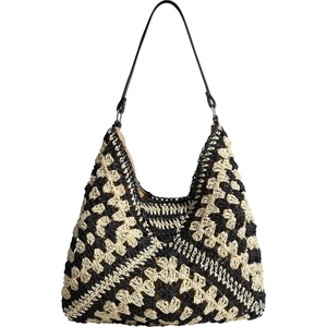 She Life Kadınlar Için Hasır Plaj Çantası Yaz Dokuma Plaj Tote Çantası Omuz Çantaları Boho Çanta (Yurt Dışından)