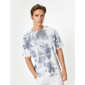 Oversize Tişört Batik Desenli Kısa Kollu Bisiklet Yaka Pamuklu