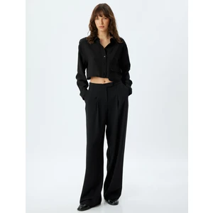 Uzun Kollu Crop Gömlek Bol Kalıp Viskon Kumaş