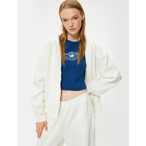 Kapüşonlu Fermuarlı Oversize Sweatshirt Kanguru Cepli