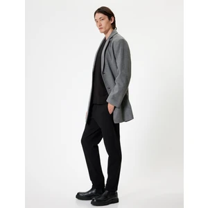 Slim Fit Kaşe Kaban Cep Detaylı