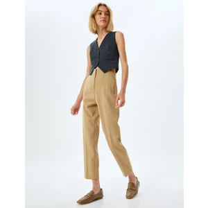 Yükse Bel Kumaş Pantolon Cigarette Form Cepli Pens Detaylı