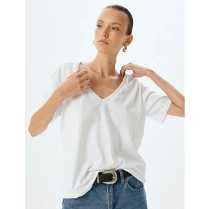 Basic V Yaka Tişört Kısa Kollu Pamuklu Regular Fit