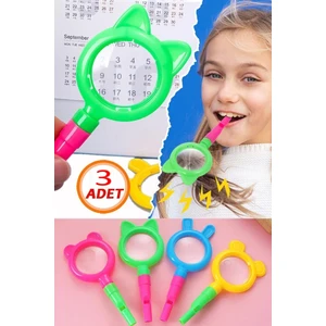 3 Adet Büyüteç Düdüklü Eğitici Eğlenceli Okul Büyüteci