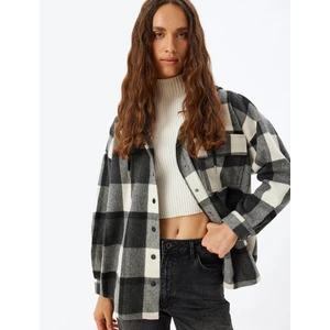 Oversize Oduncu Gömleği Kapüşonlu Klasik Yaka Düğmeli Cep Detaylı