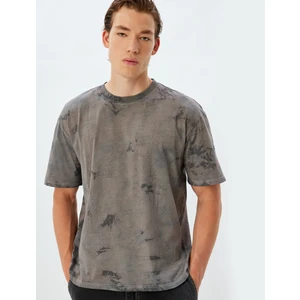 Oversize Tişört Batik Desenli Kısa Kollu Bisiklet Yaka Pamuklu