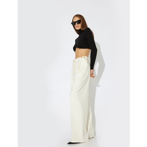 x Zeynep Bastık - Düşük Bel Palazzo Pantolon Cepli Pile Detaylı