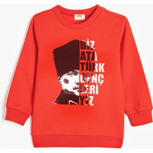 Atatürk Sweatshirt Baskılı Uzun Kollu Bisiklet Yaka