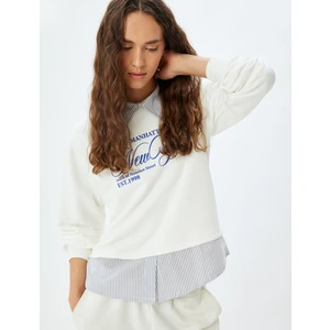 Gömlek Yaka Sweatshirt Oversize Kolej Baskılı
