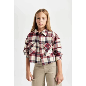 Kız Çocuk Relax Fit Kareli Uzun Kollu Crop Gömlek C9481A824AU