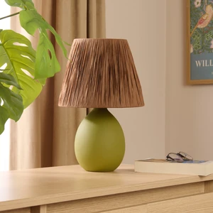 Hmy Design Rond Seramik Abajur - Yeşil / Kahverengi - 37X24X24 cm