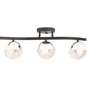 Bodrum 3'lü Taşlı LED Plafonyer Avize - Siyah / Krom - 40 cm