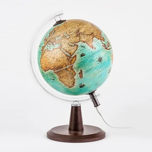 LED Işıklı Dünya Küresi Modern Masa Lambası - Antik - 34 cm