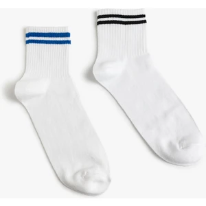 Soket Çorap Seti 2'li Çizgi Detaylı Pamuk Karışımlı