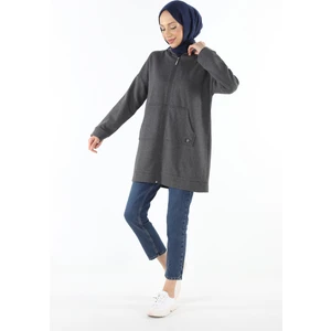 1929_Fermuarlı Tesettür Sweatshirt