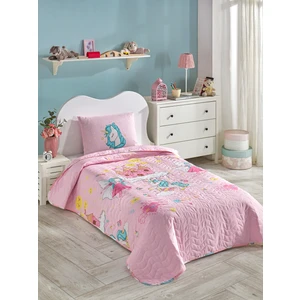 Kapitone Yatak Örtüsü Seti Tek Kişilik Unicorn Dreams Pembe