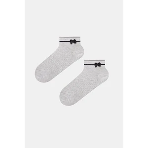 Bowtie Line Açık Gri Soket Çorap