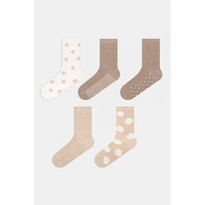 Dots 5li Bej Çok Renkli Soket Çorap