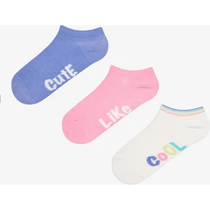 Cool 3lü Mavi Pembe Patik Çorap