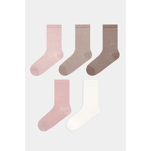 Soft Line 5li Bej Beyaz Soket Çorap