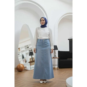 2254-DENIM Klasik Etek Açık Mavi
